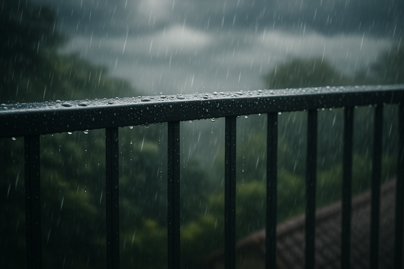 20251022_1005_Rainy Iron Railing_remix_01k863q05ceyzvtn5pwrbfxsaf